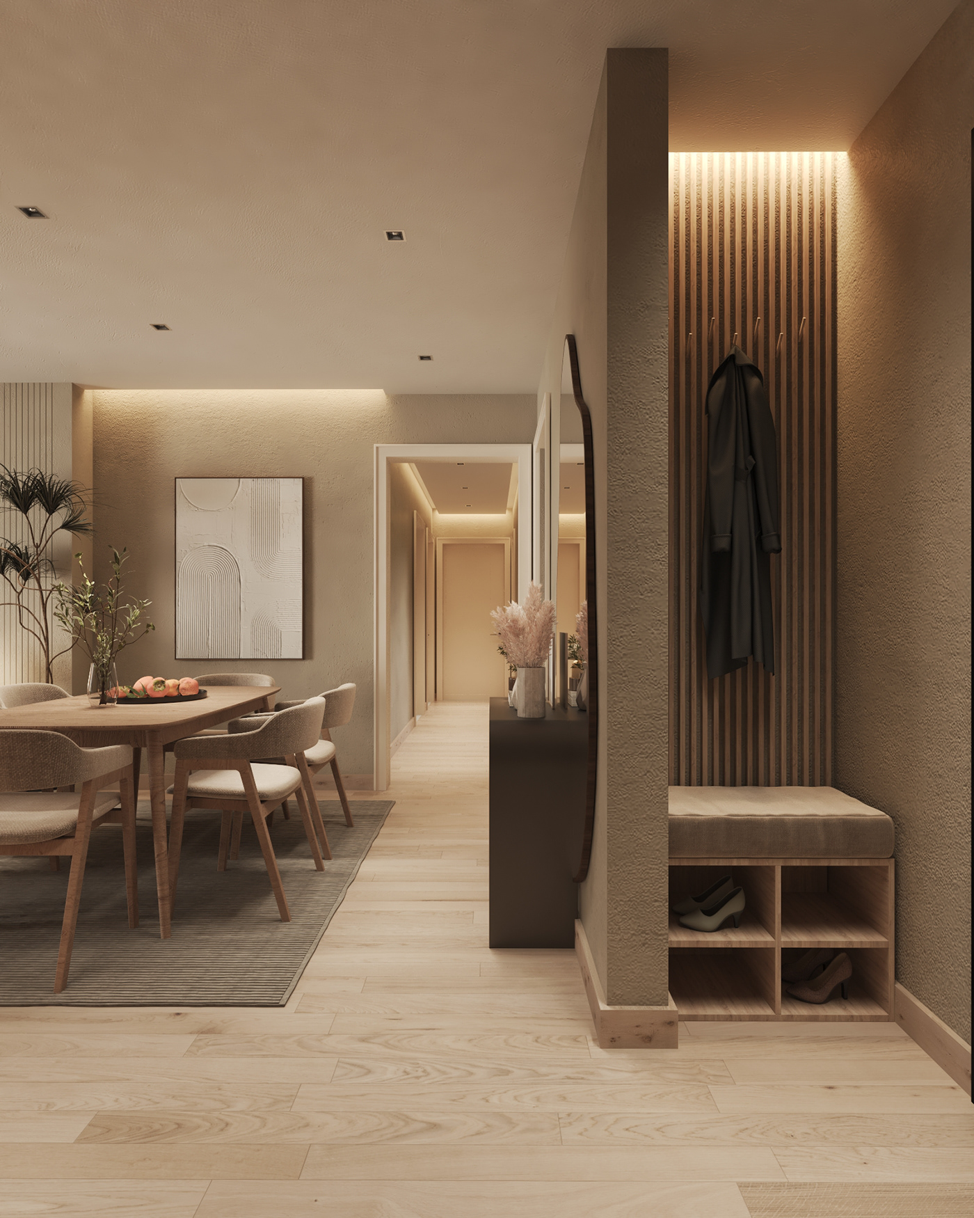 wabi-sabi interior design  modern archviz wood furniture minimal living room apartment Space 