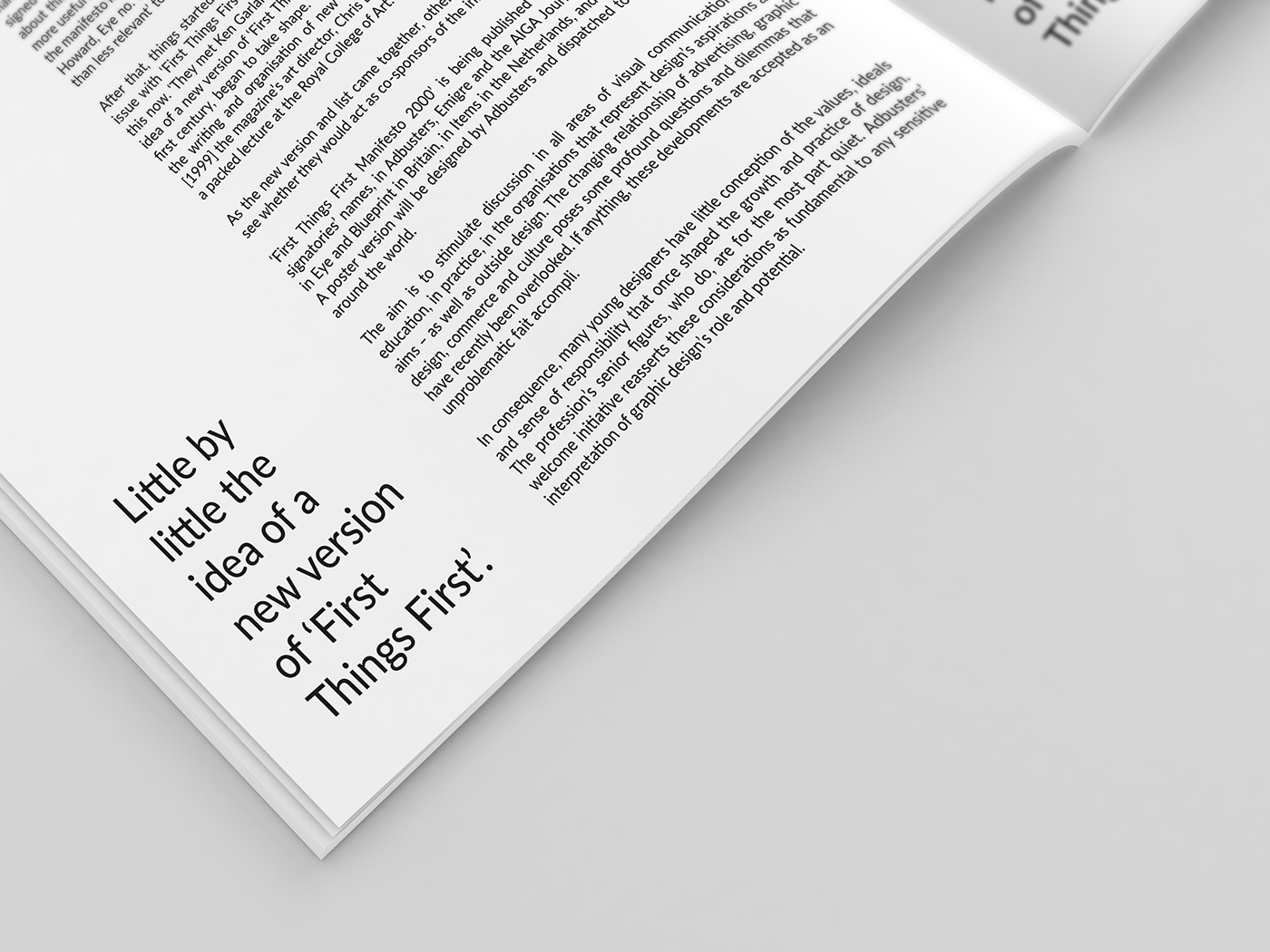 manifesto editorial brochure black and white Typeface