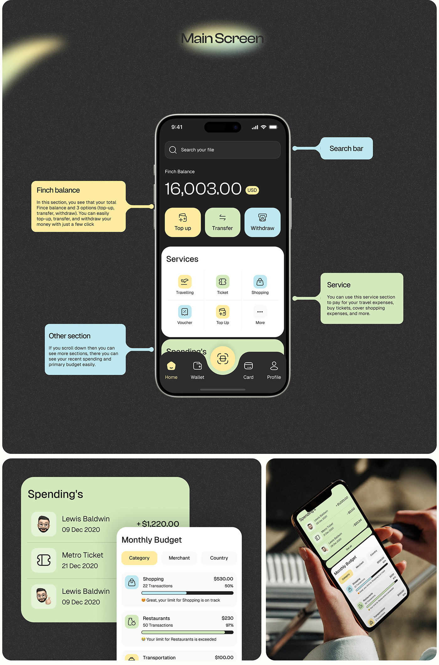 Figma app design Case Study UIUX design Fintech wallet app modern app UX Case Study ui design app