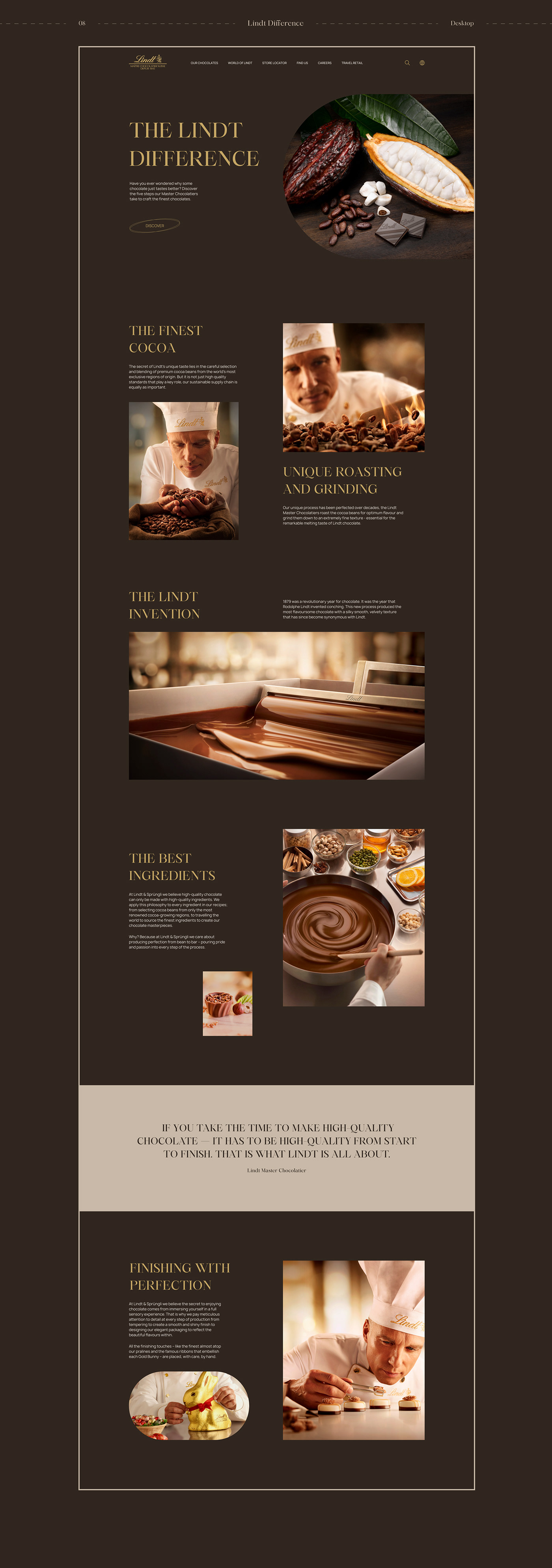 chocolate corporate Food  Lindt lindt chocolate redesign UI/UX Web Design  Website Website Design