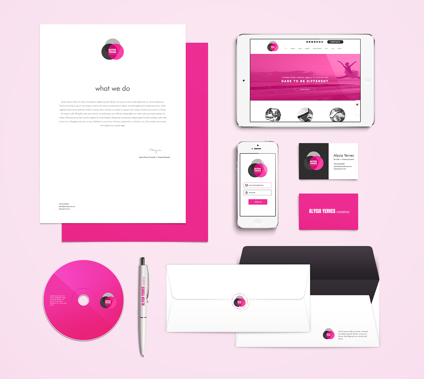 pink branding  logo Stationery Mockup identity Creative Direction  flatlay
