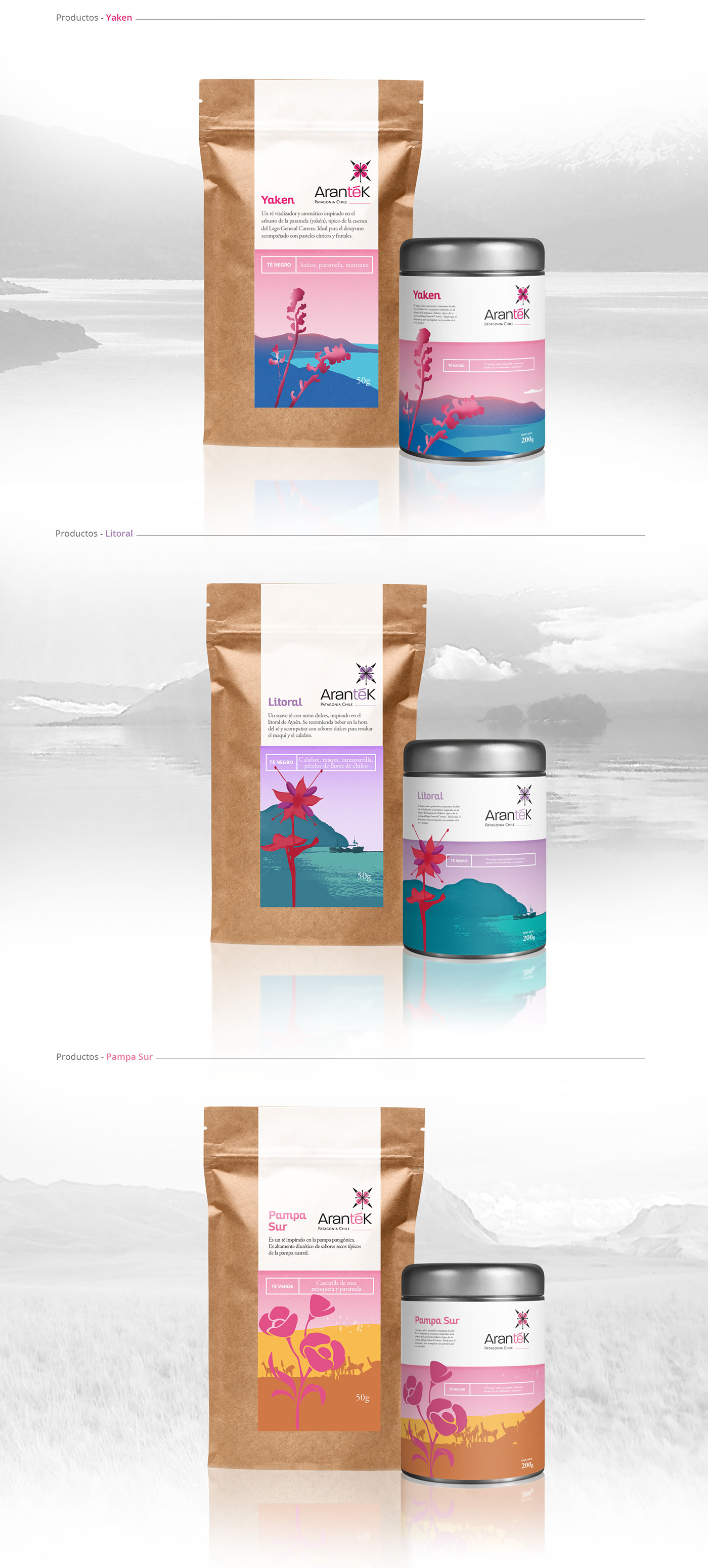 Packaging branding  Web tea te chile marca logo empaque rosado