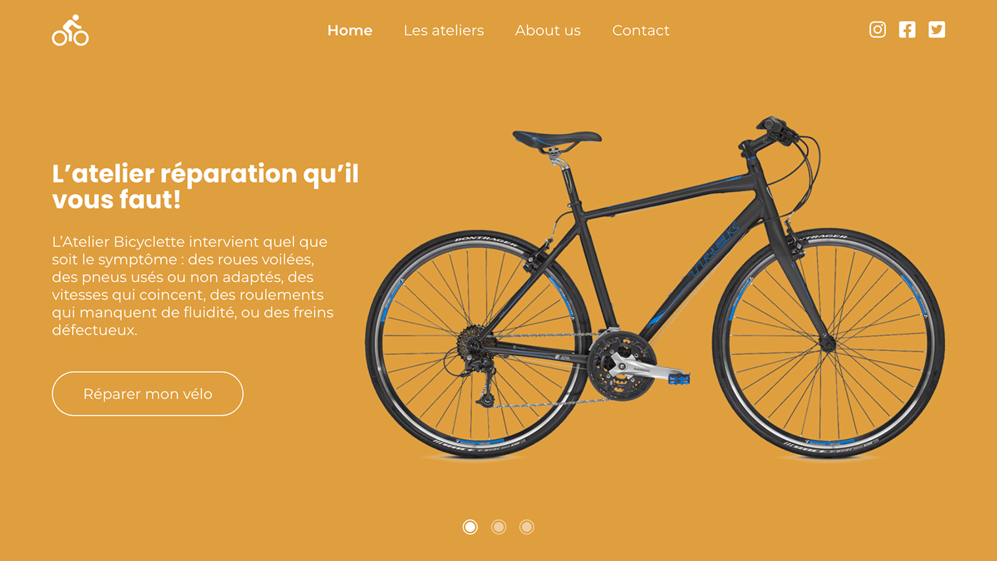 UI desktop design Bike velo colorful Header UI