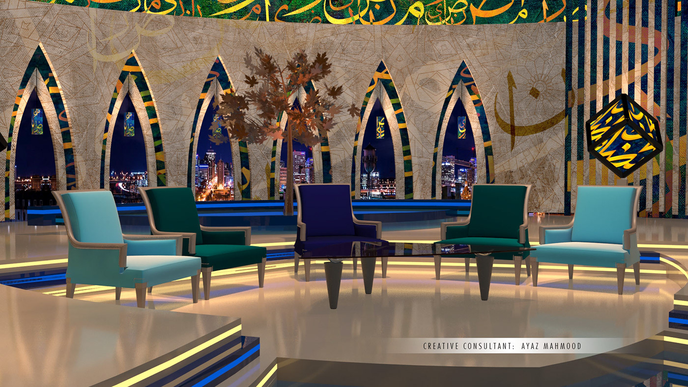 3D 3dsmax art direction  ayaz Pakistan PTV set design  studio design tv show visualization