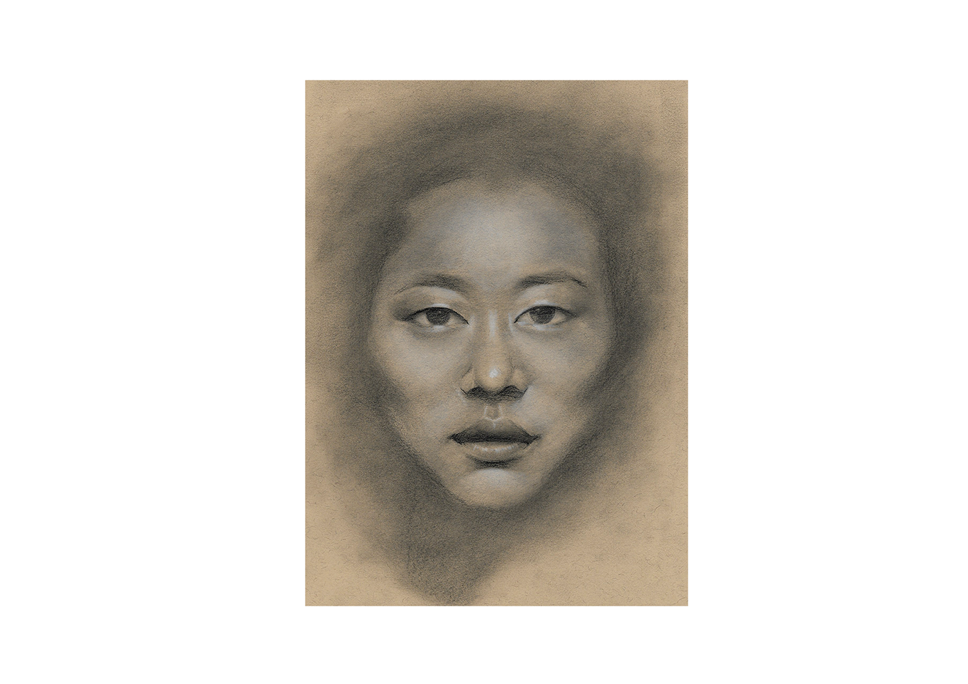 charcoal Drawing  portrait chalk teaching tonedpaper asian eyes shading Character sketch anatomy