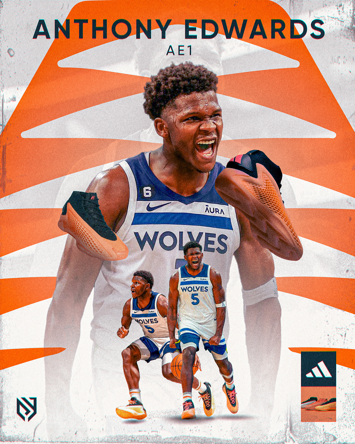 basketball Sports Design Social media post Anthony Edwards timberwolves graphic design  designer AnthonyEdwards minnesota NBA