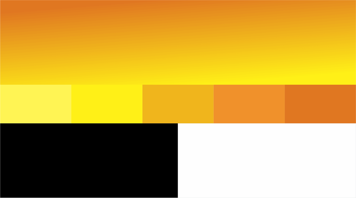 cores collors paleta de cores collor pallete ouro gradiente preto branco variações amarelo laranja