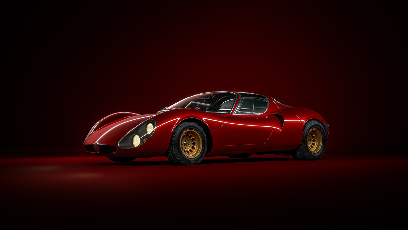 3D Alpha Auto automotive   car Classic Photography  red Render Romeo