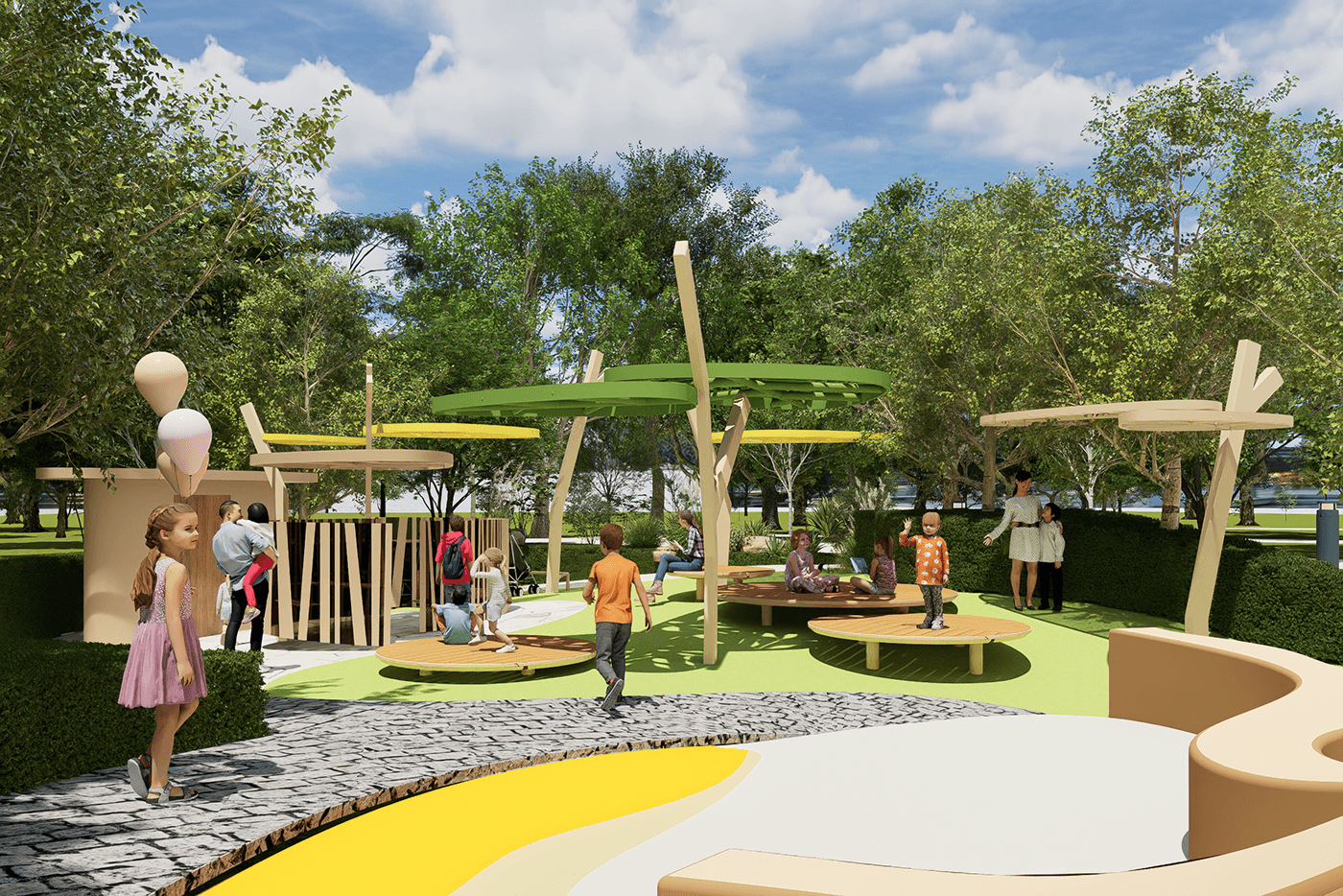 park design Landscape Design product design  inclusive design Playscape Design play design nature scape shading design