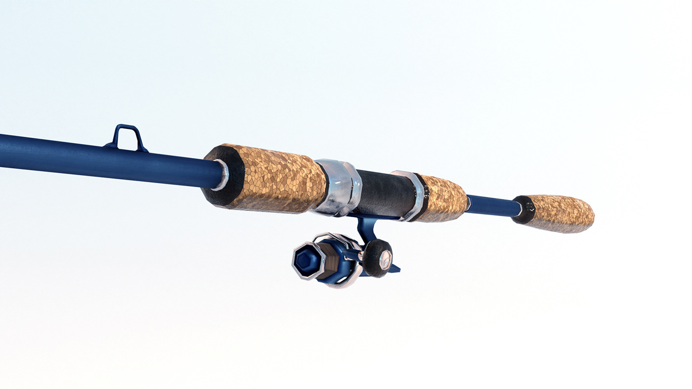 fishing game-ready animated 3D visualization product design  3d modeling animation  Fishing rods game-asset