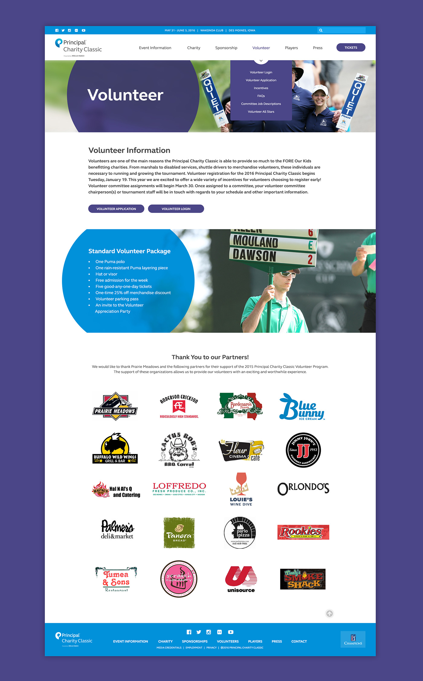 golf Tournament Website charity blue purple