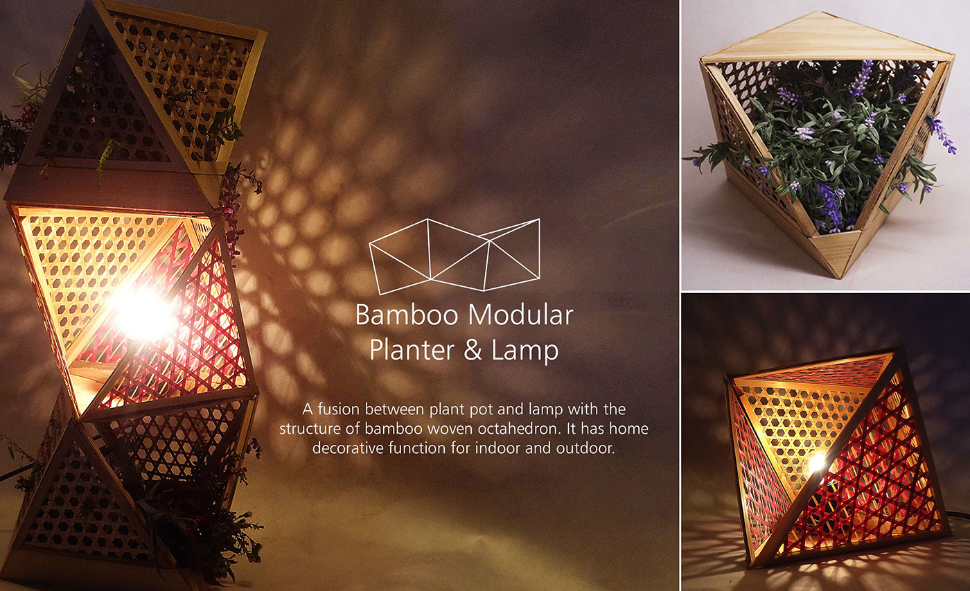 productdesign industrialdesign bamboo modular Lamp Planter