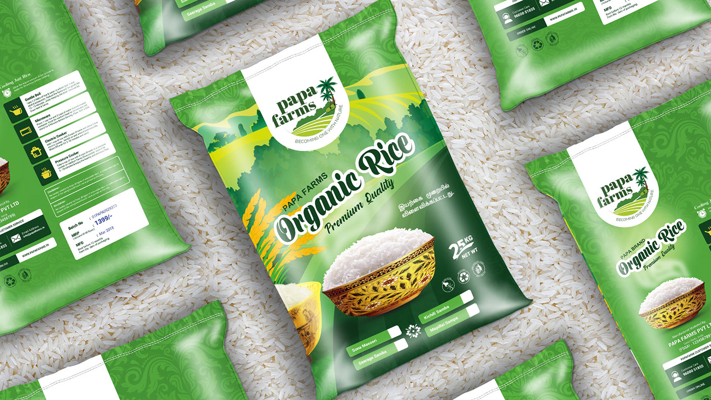 Logo Design Organic Design Organic product organic rice package package design  product design  Rice package rice package design