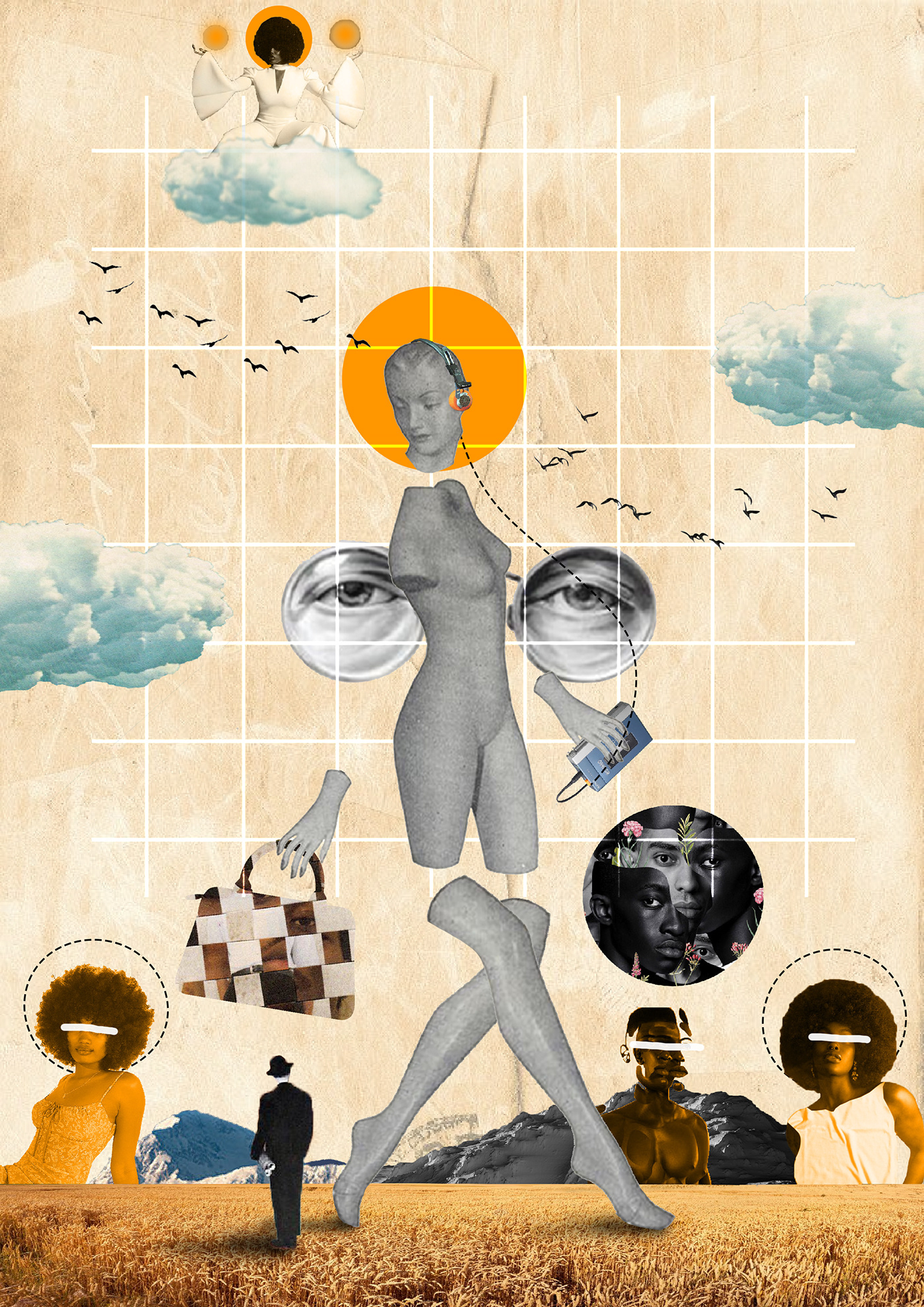 afro AFROWOMAN artwork blackwoman  collage Digital Art  digital illustration digitalart digitalcollage