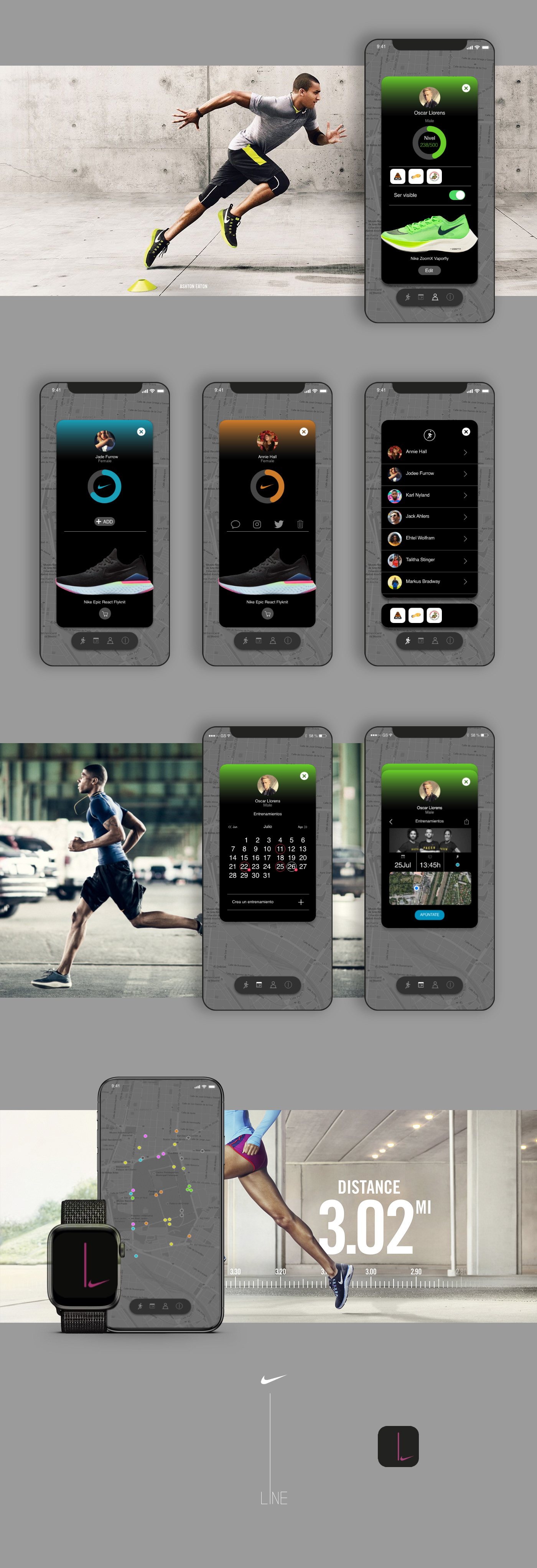 Nike xD runners ux UI adobe app wireframes