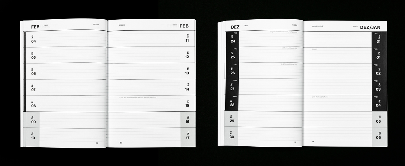 typography   editorial calendar print monochrom Düsseldorf kalender graphicdesign typo Layout