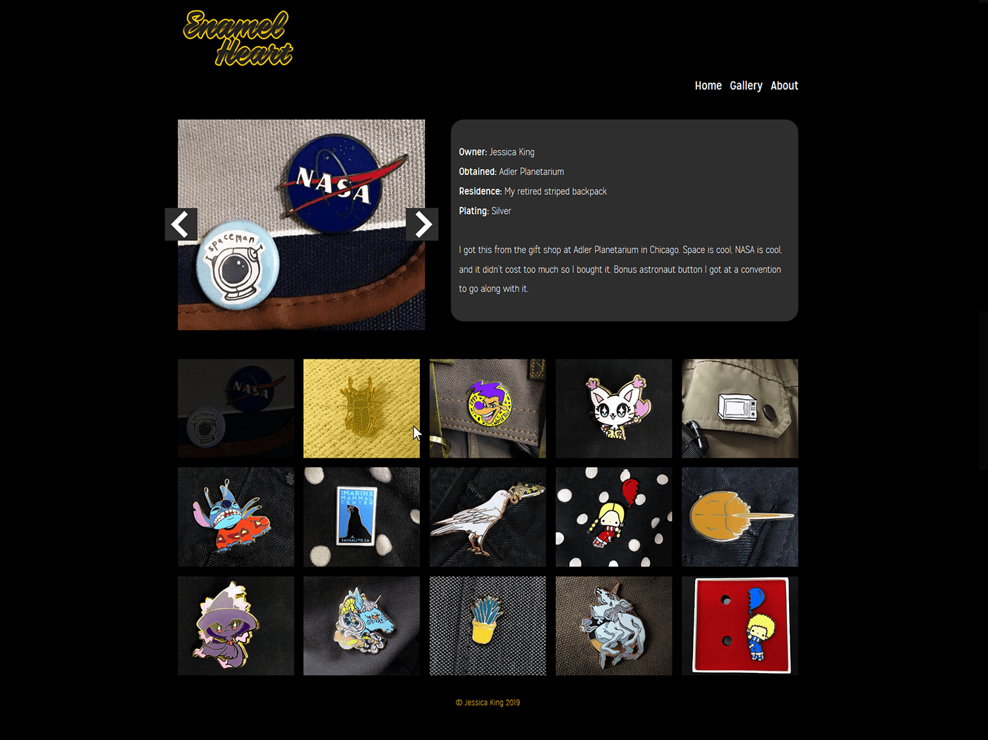 Collection gallery pin Website