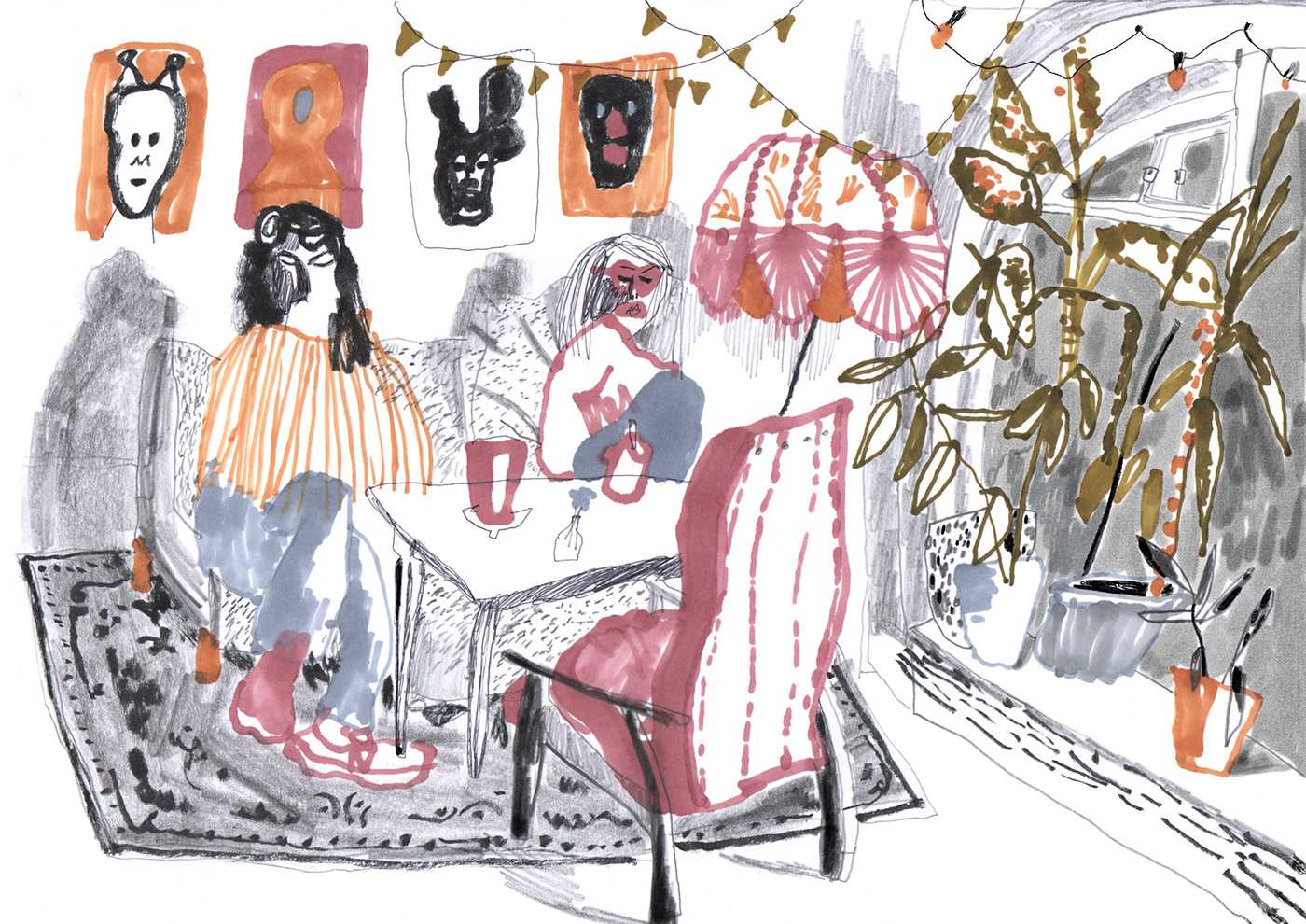breakfast cafe ILLUSTRATION  Illustrator markers sketch sketchbook sketching кафе скетч