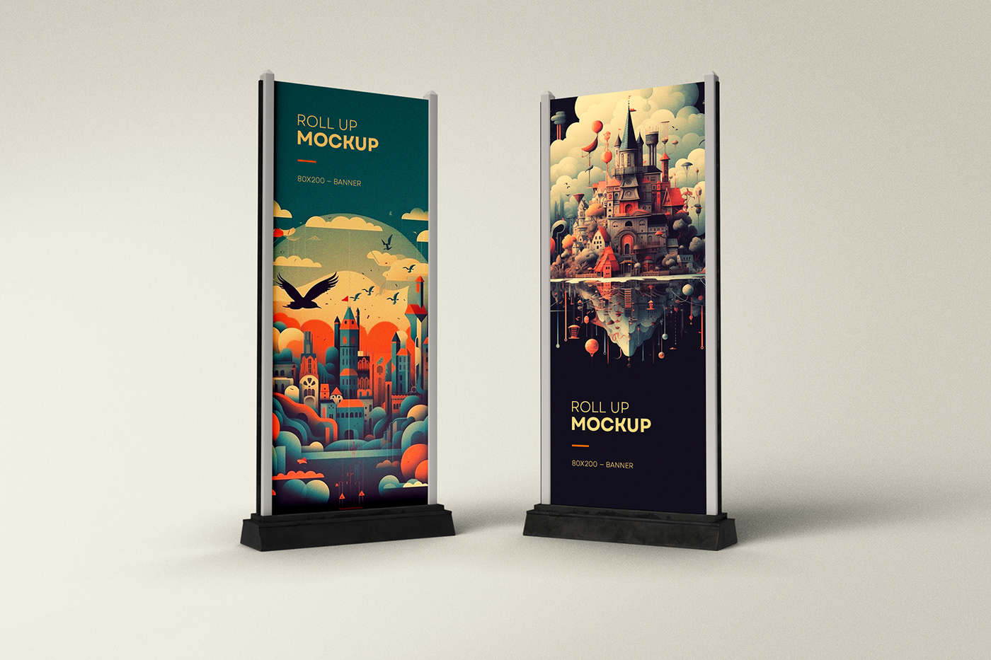 rollup poster design Roll-Up Mockup template free