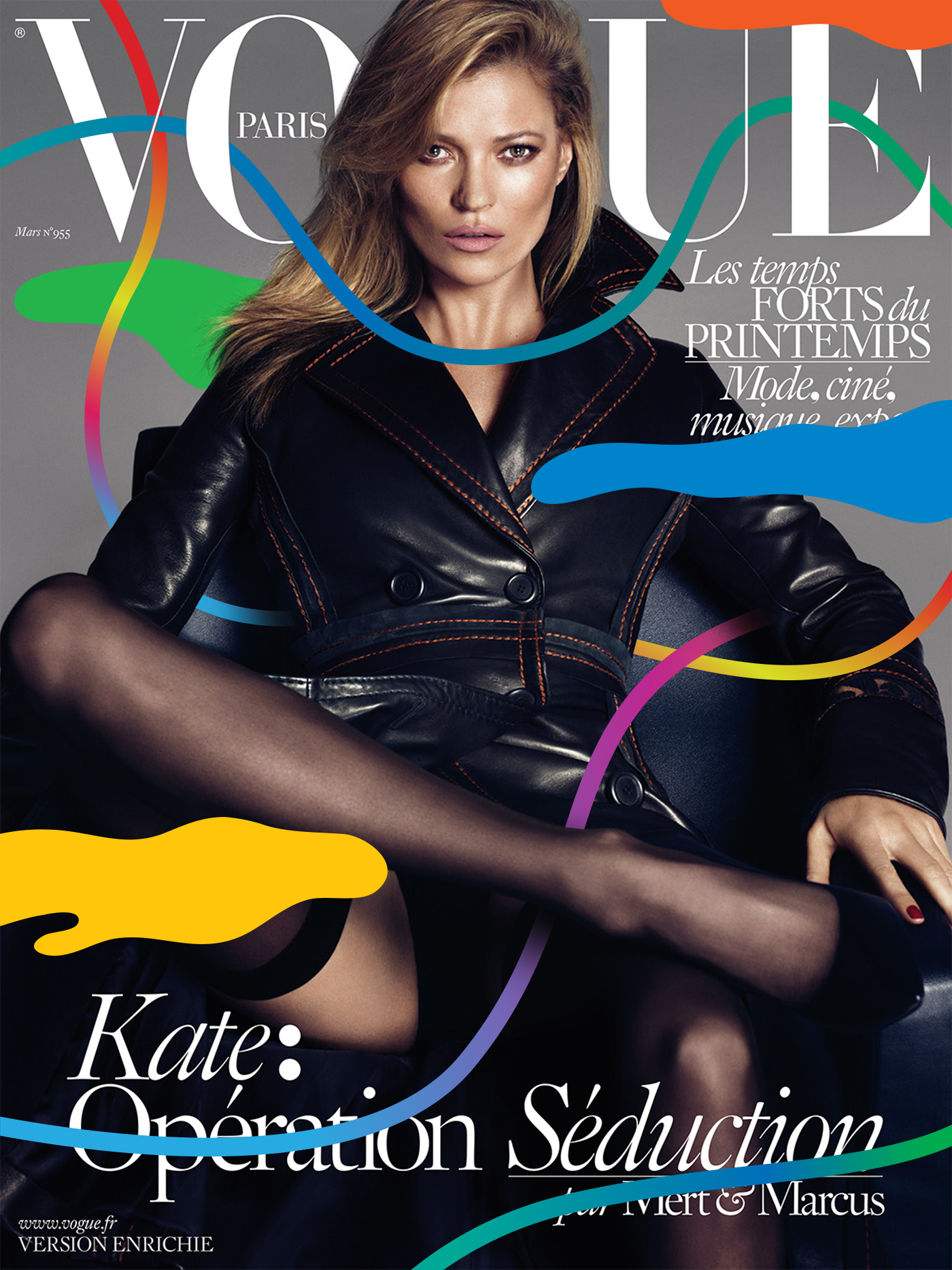 vogue paris fashion magazine doodle colorful kate moss Magazine Cover