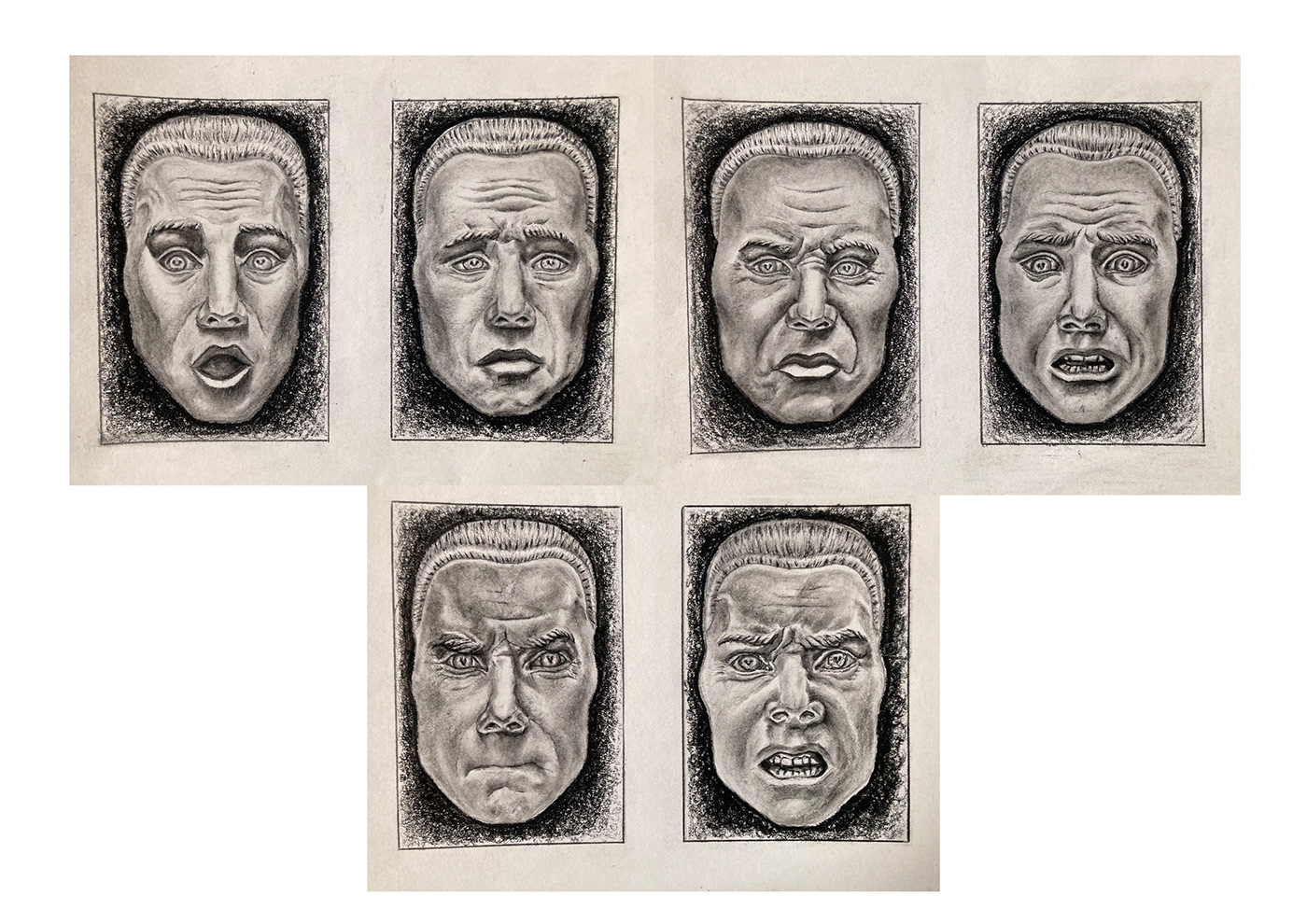 charcoal Drawing  facial expressions