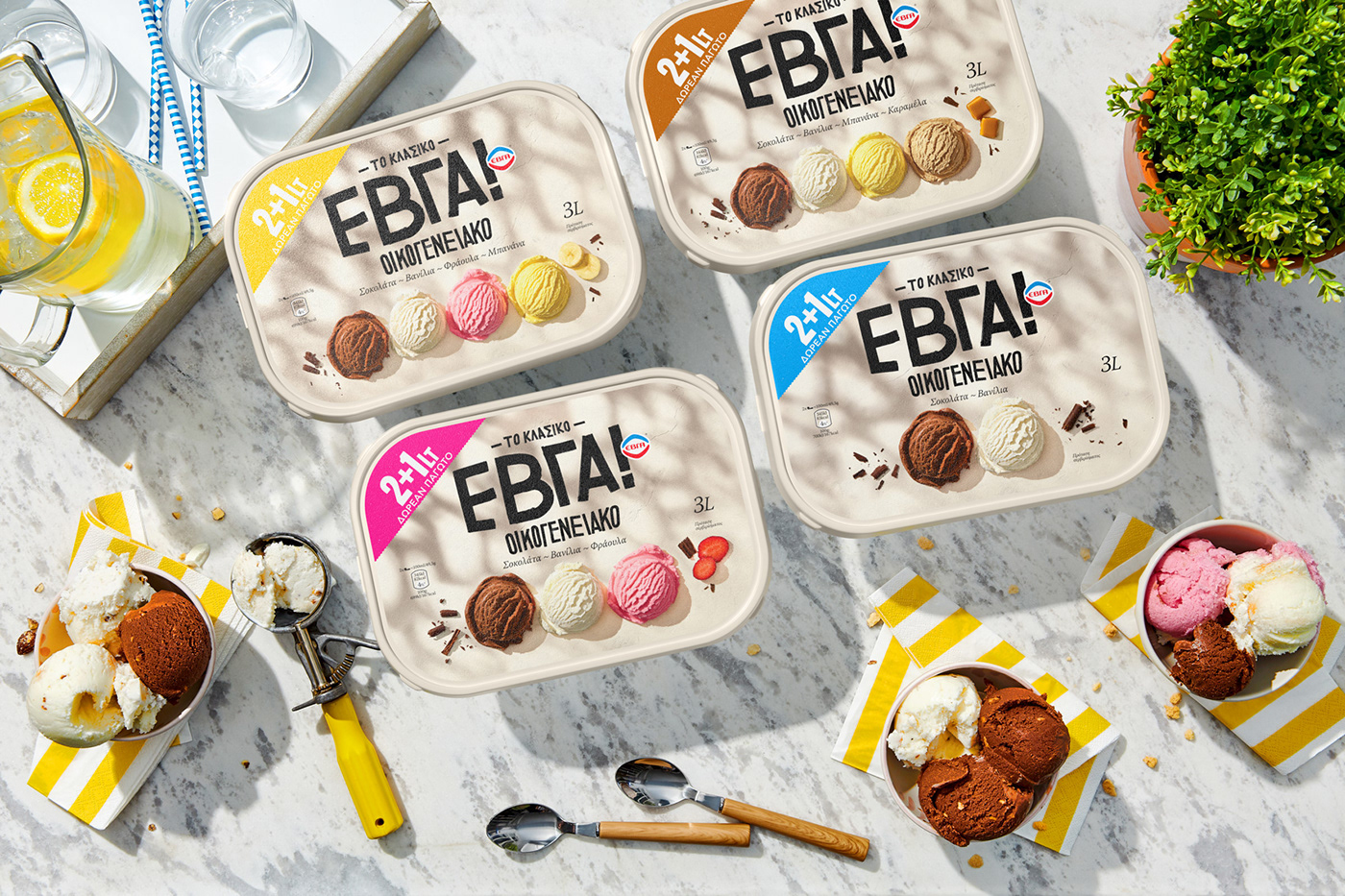 EBGA Food Packaging greek branding Greek design Greek Islands greek packaging ice cream summer Unilever ΕΒΓΑ ΠΑΓΩΤΑ