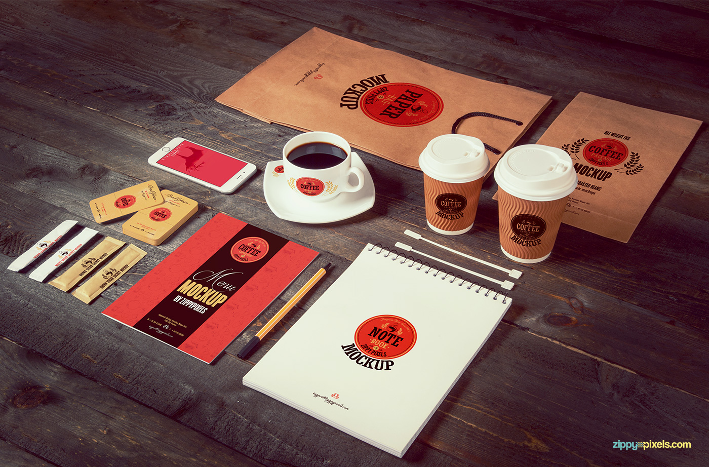 Mockup mockups psd brand identity Corporate Identity brand logo coffee mockups cup Paper Bags Shopping bag menu Label sachet