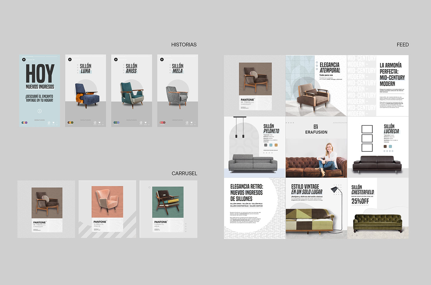design muebles diseño gráfico publicidad redes sociales sillones vintage
