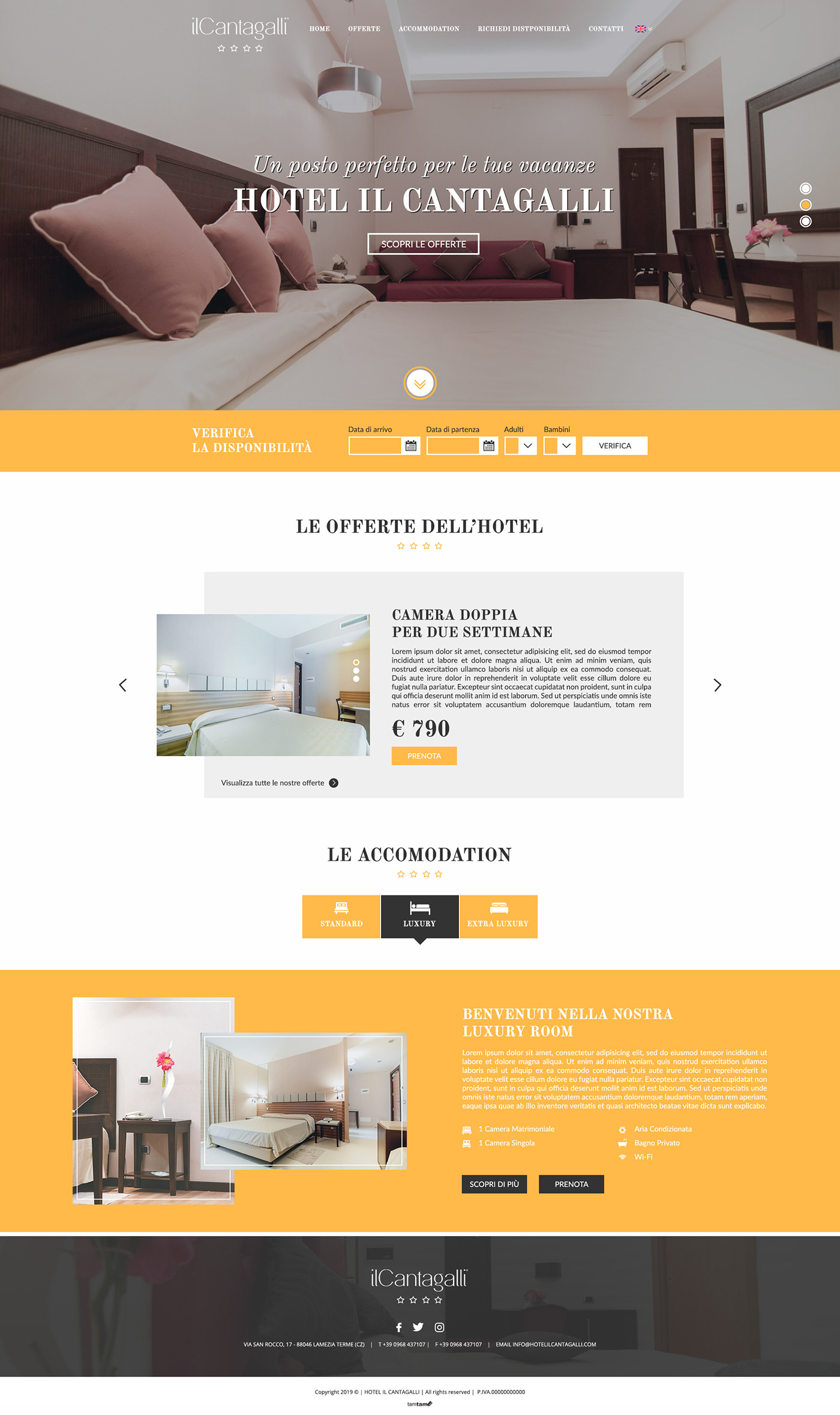 bed and breakfast design hotel template UX UI web site