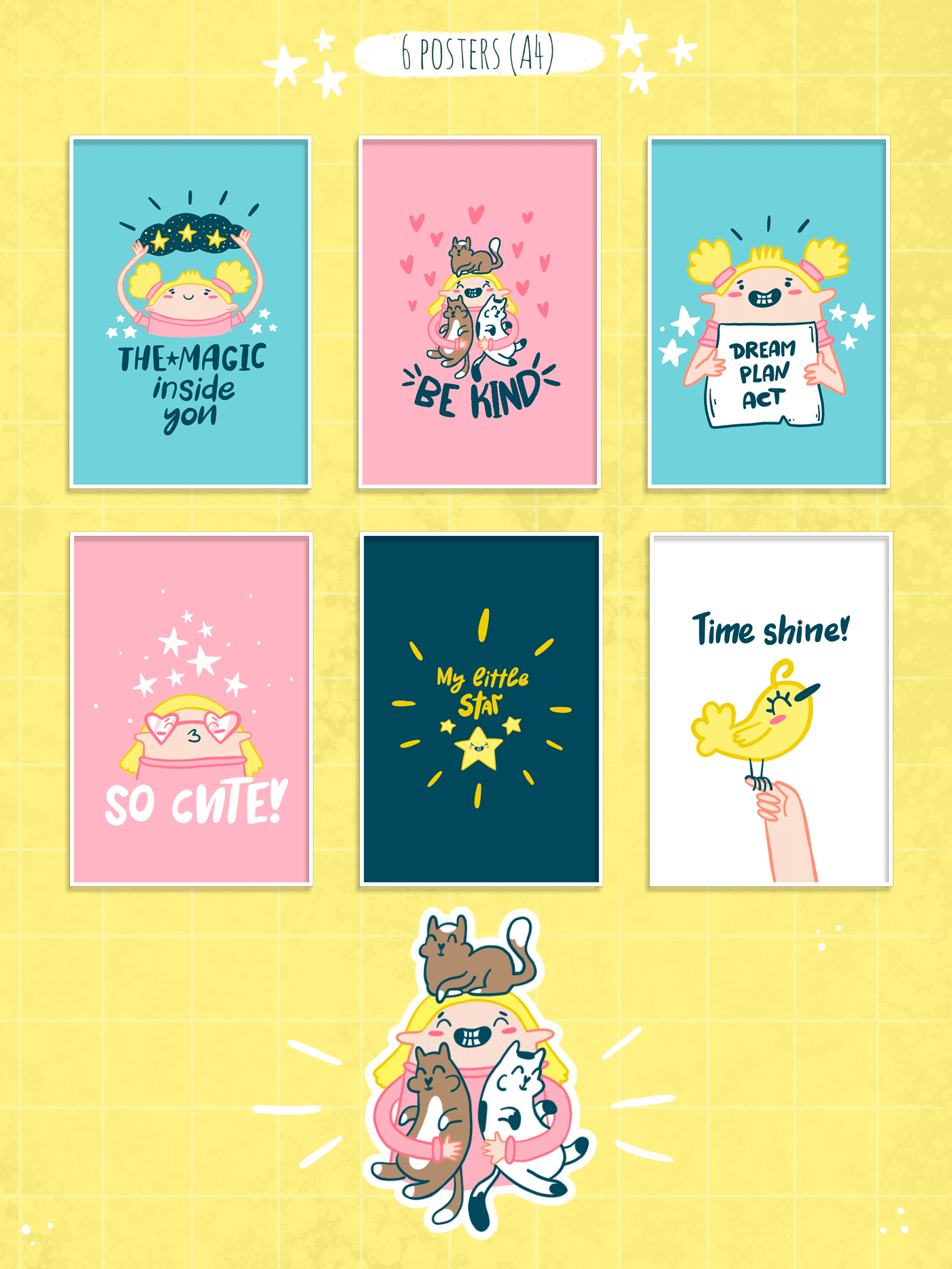 Character cutie dream gif Gif-stickers ILLUSTRATION  Patterns posters stars stickers