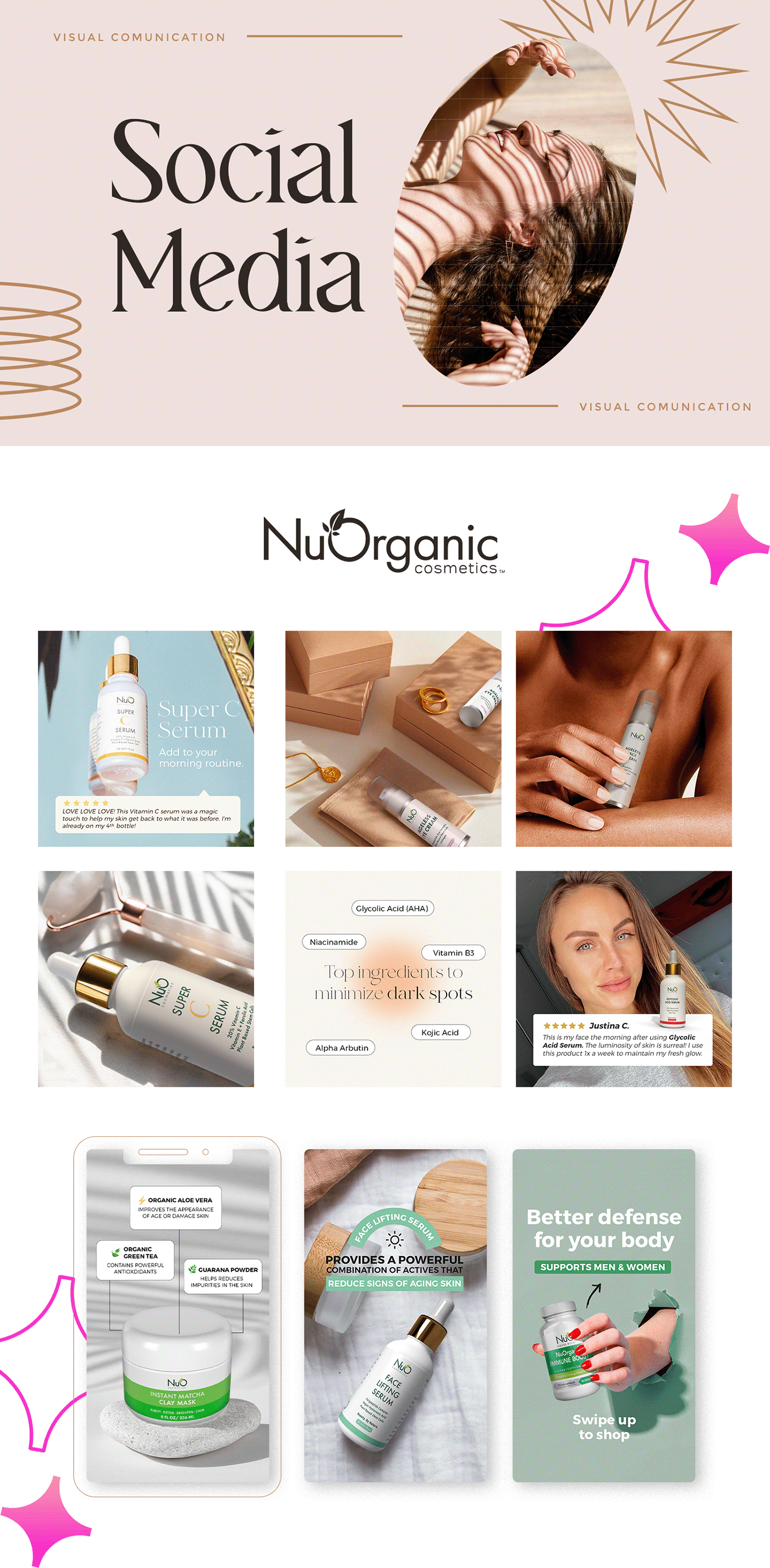 cosmetics graphic design  natural Serums skincare social media