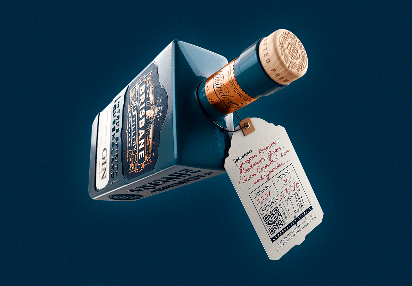 Brisbane beverage gin RHUM Vodka Packaging 3D rendering bottle CGI