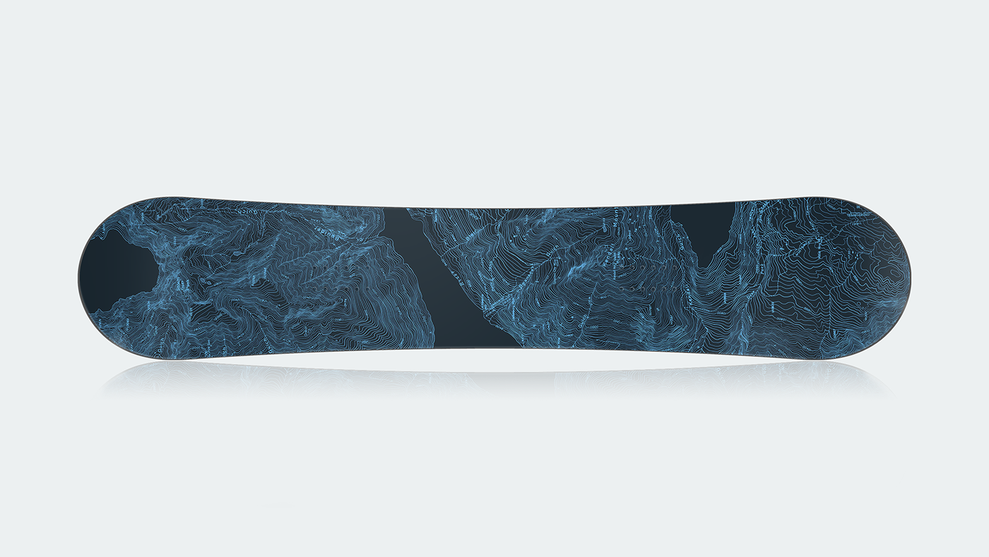 snowboard topography cartography mountain snow modern graphic design student outside