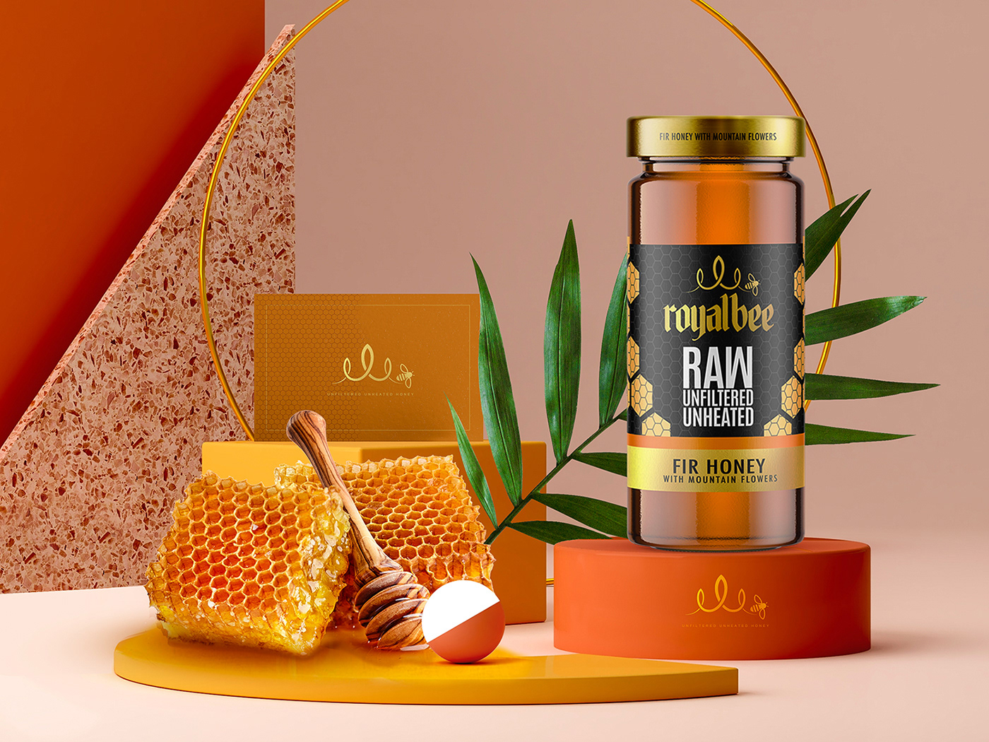 branding  Food  honey identity jar Label logo Mockup Packaging products