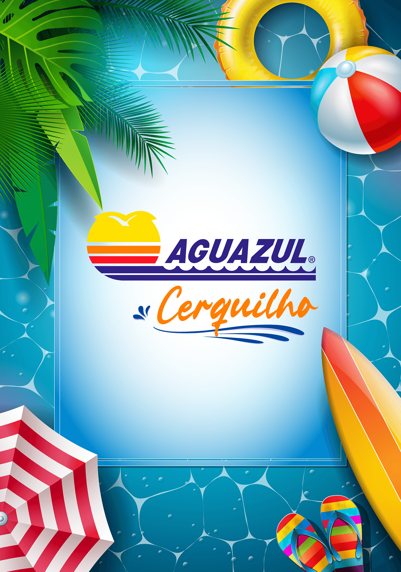 Aguazul piscina Fibra Fabrica logo brand identity marketing   visual identity Social media post verão