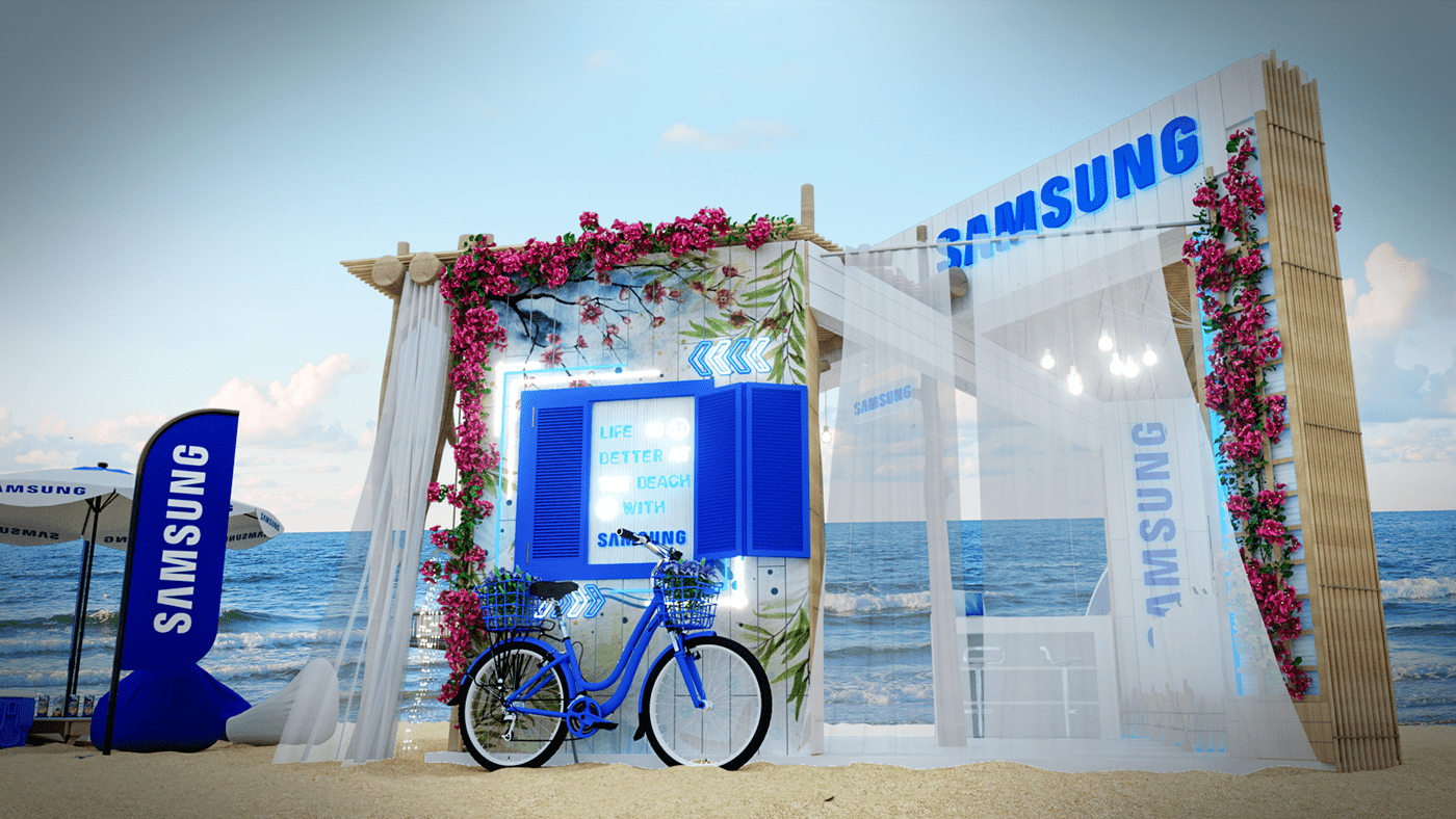 3D beach booth booth design design Exhibition  Exhibition Design  exhibition stand Render summer