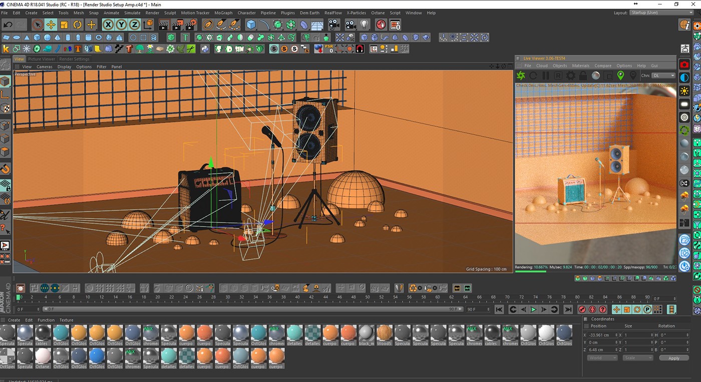 3D CGI microphone orange smartphone Stage design Amp