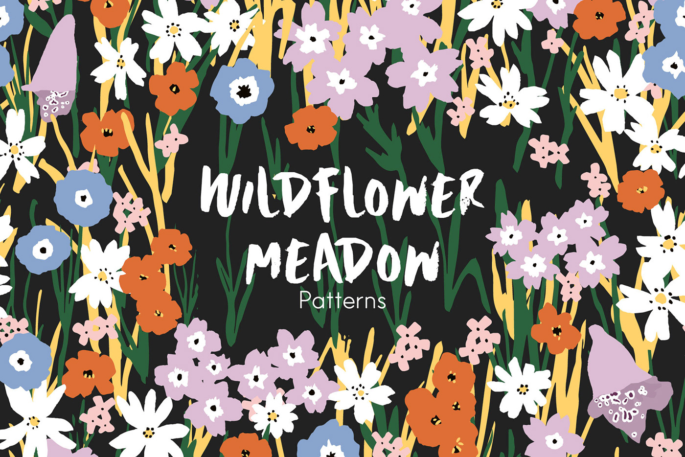 wild flower meadow wildflower pattern ink vector Surface Pattern creative market