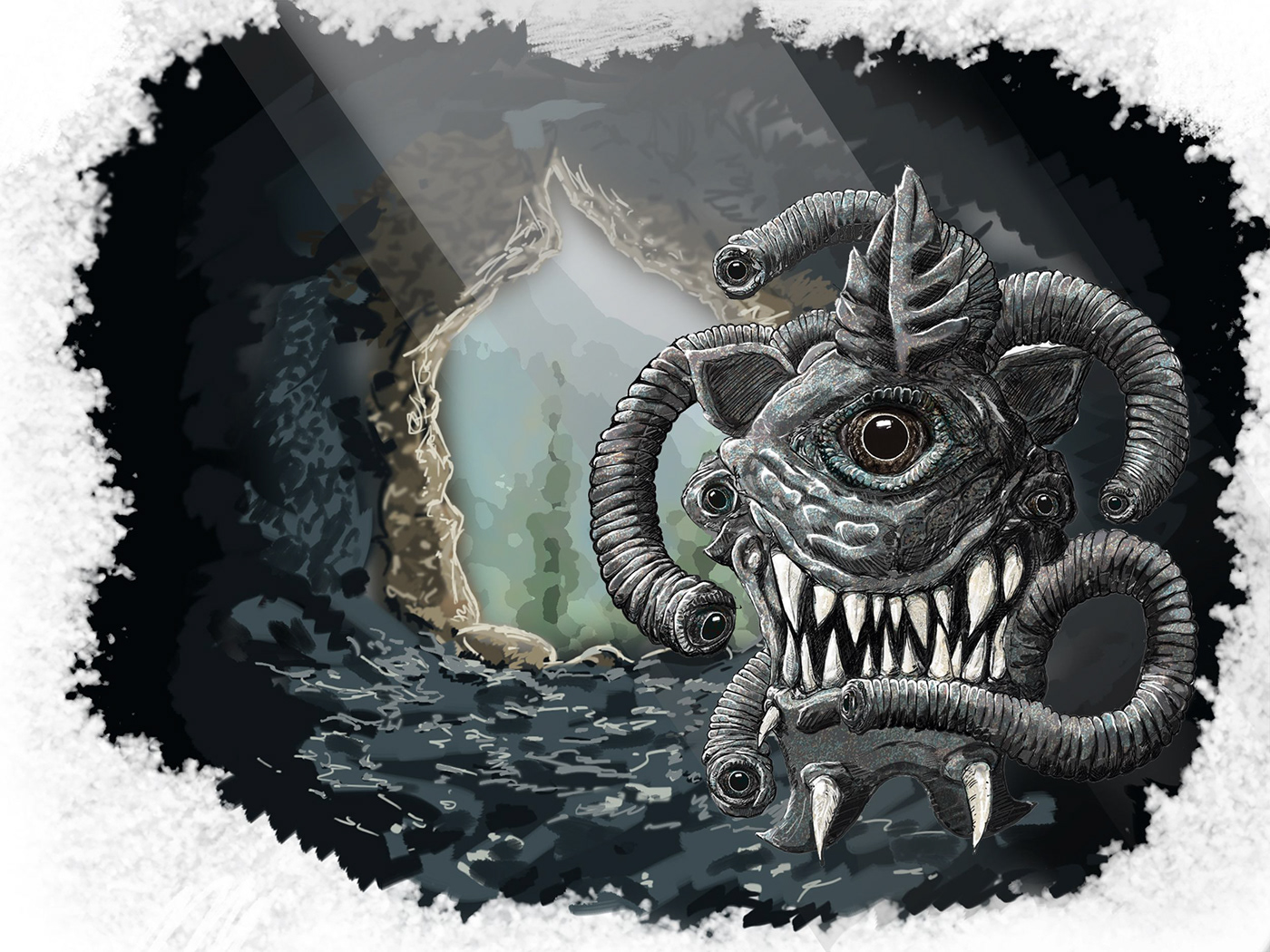 Behodler monster Tibia photoshop draw idea Drawing  ILLUSTRATION  graphic light cave
