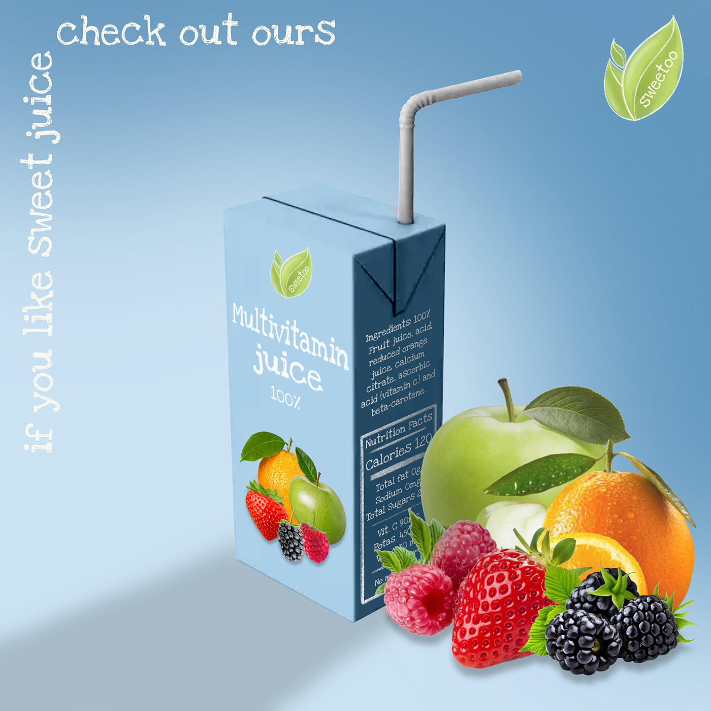 juice package fruits logo