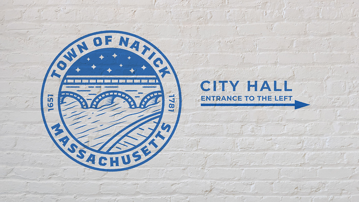 Government seal city city seal logo Massachusetts river bridge night