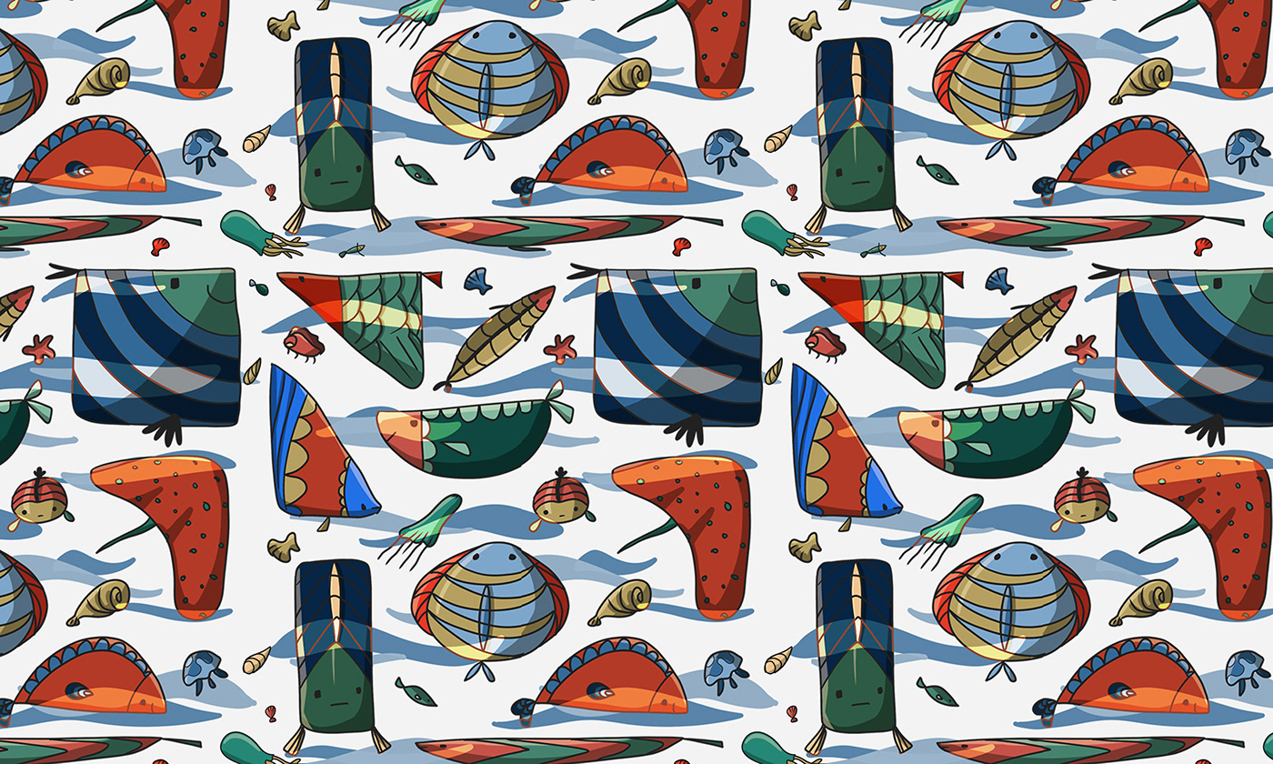 Character design  fabric fish identity ILLUSTRATION  ocean life package pattern restaurant паттерн