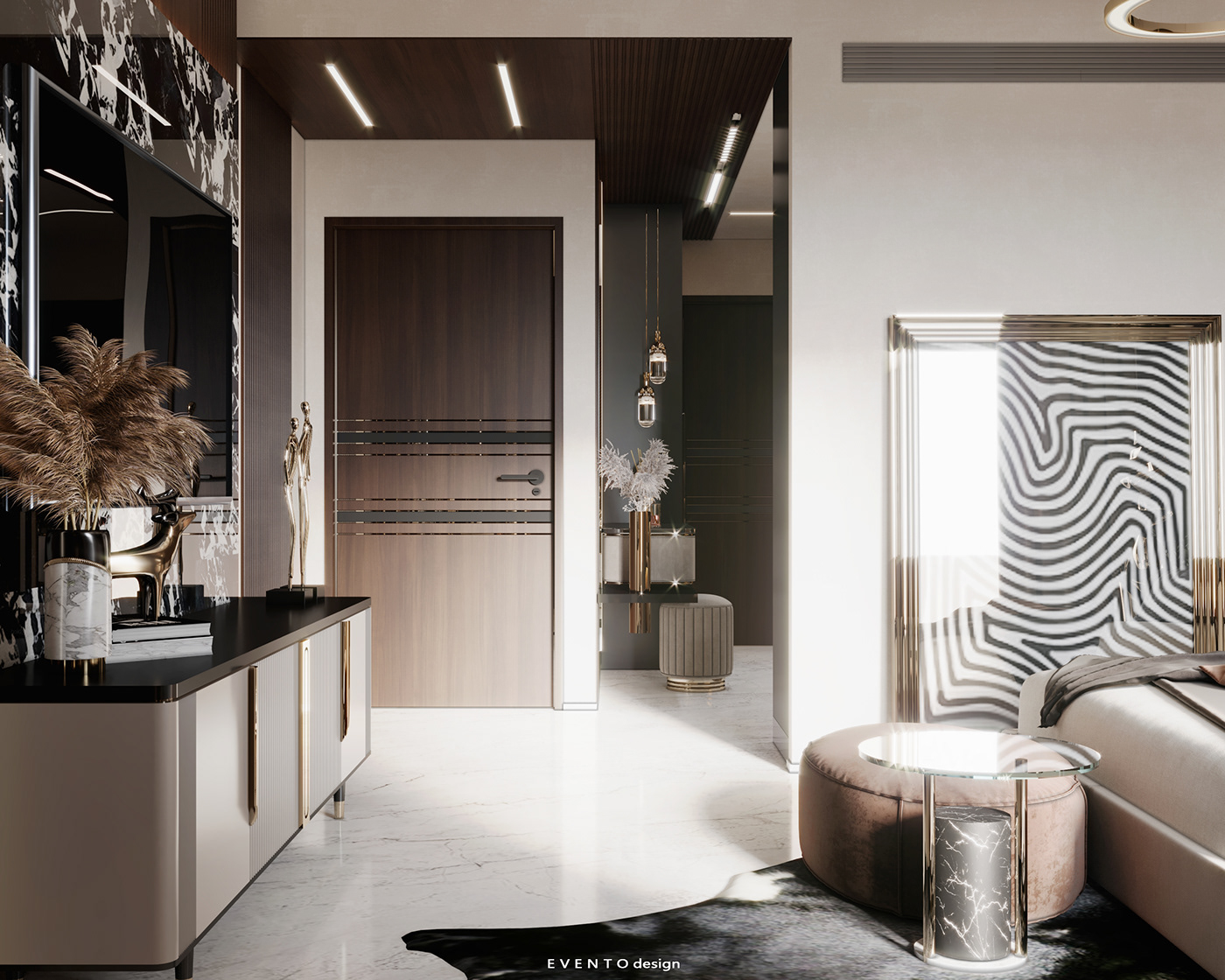 indoor architecture Render visualization interior design  3ds max corona archviz modern master bedroom