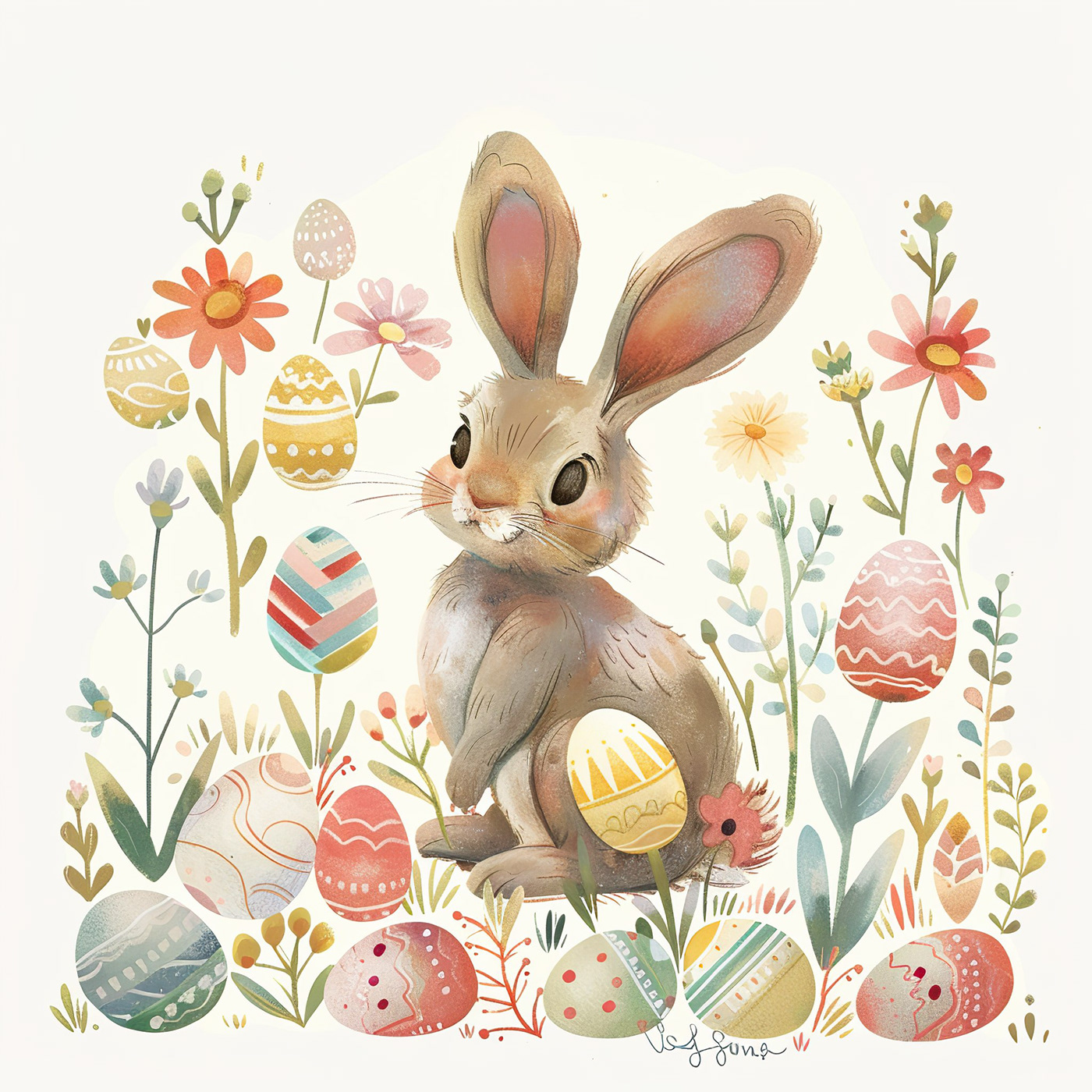 rabbit bunny Easter egg spring ILLUSTRATION  Digital Art  Ai Art midjourney artificial intelligence