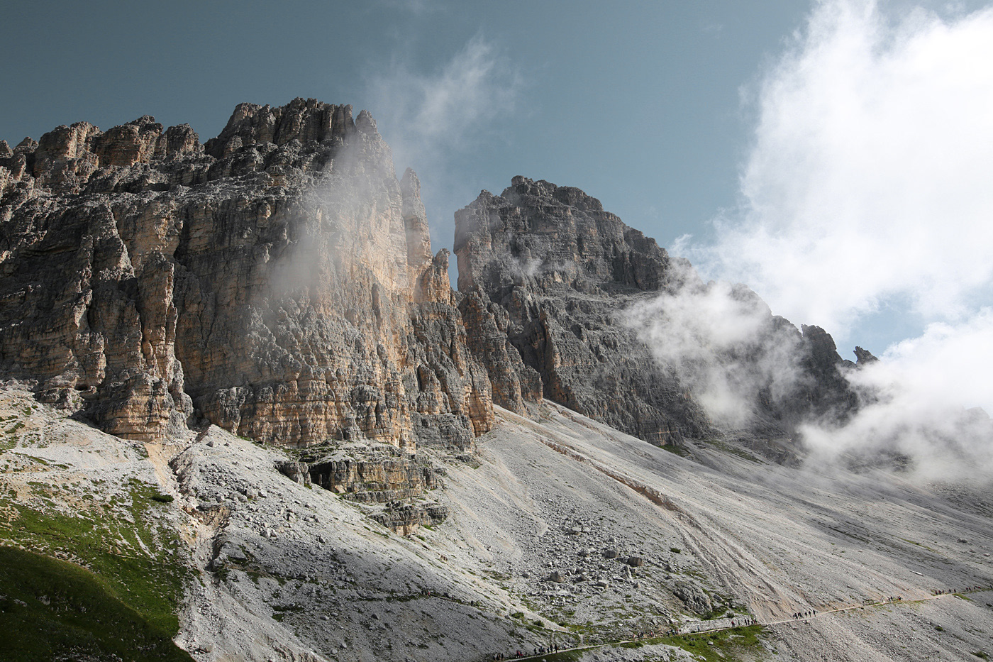 tre cime drei zinnen mountains clouds Travel south tyrol Italy Landscape Hike Nature