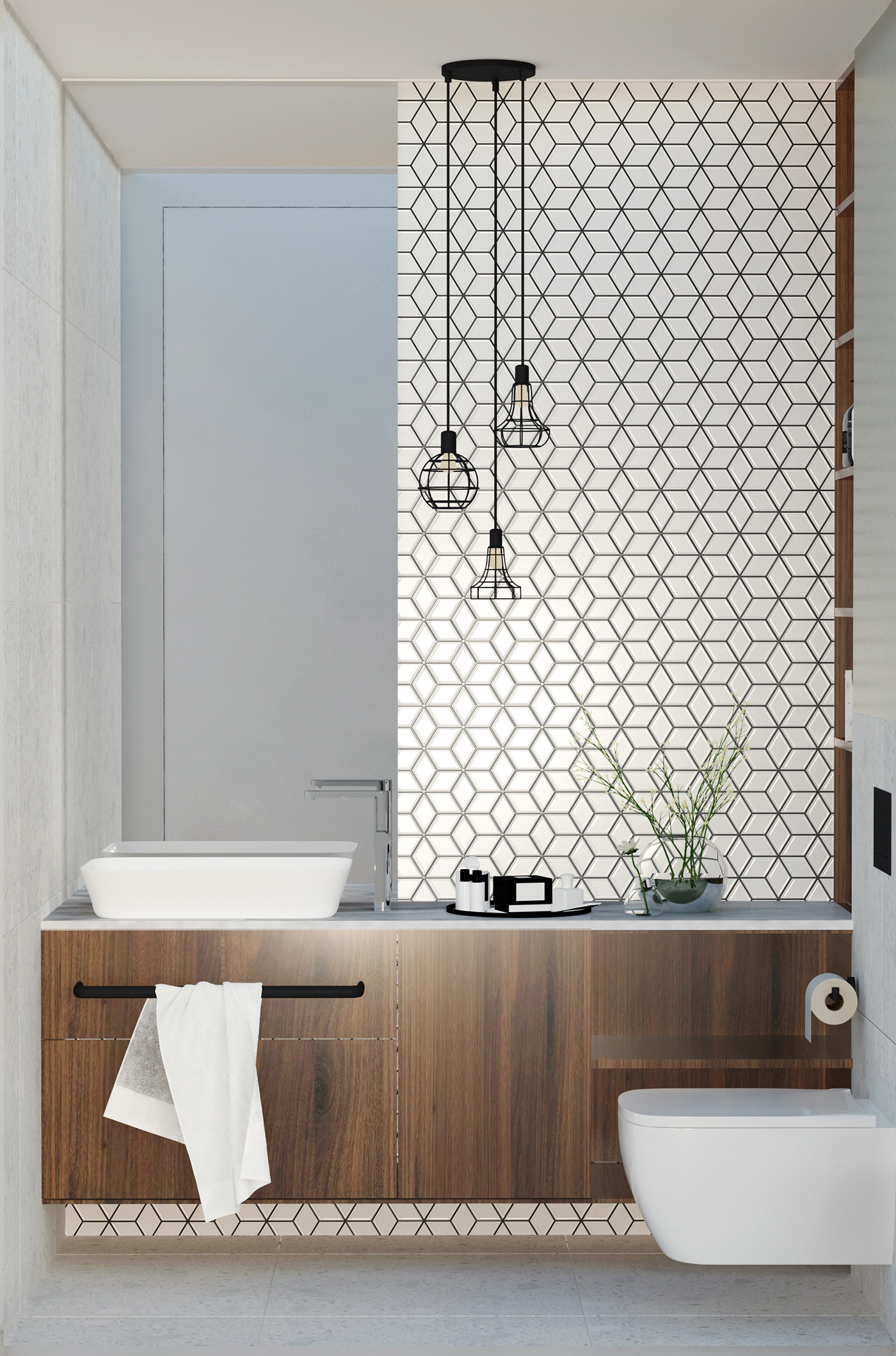3D 3ds max architecture archviz bathroom interior design  modern Render visualization vray
