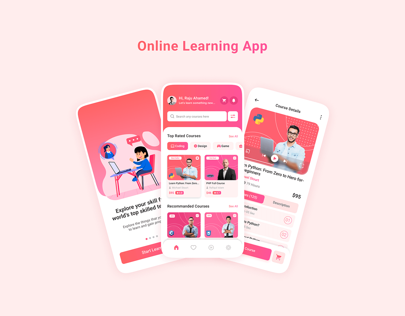 course Figma learning learning app Mobile app online Online course online course app ui design UI/UX