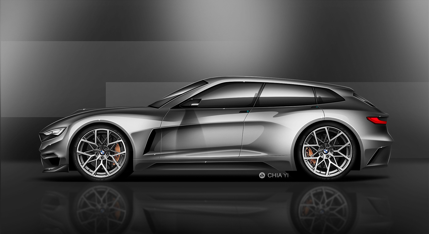 car design automotive   design rendering BMW stationwagon concept car