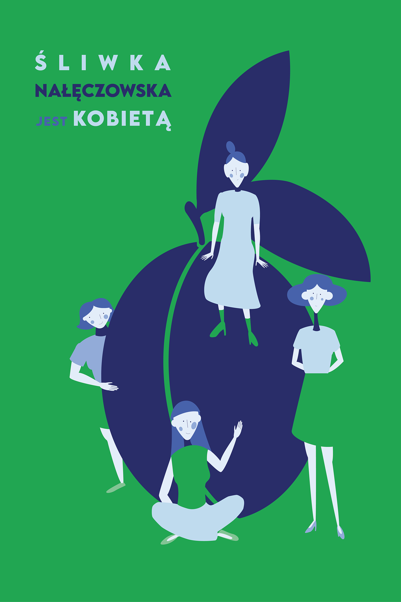 blue green ILLUSTRATION  is a woman Plum poster woman
