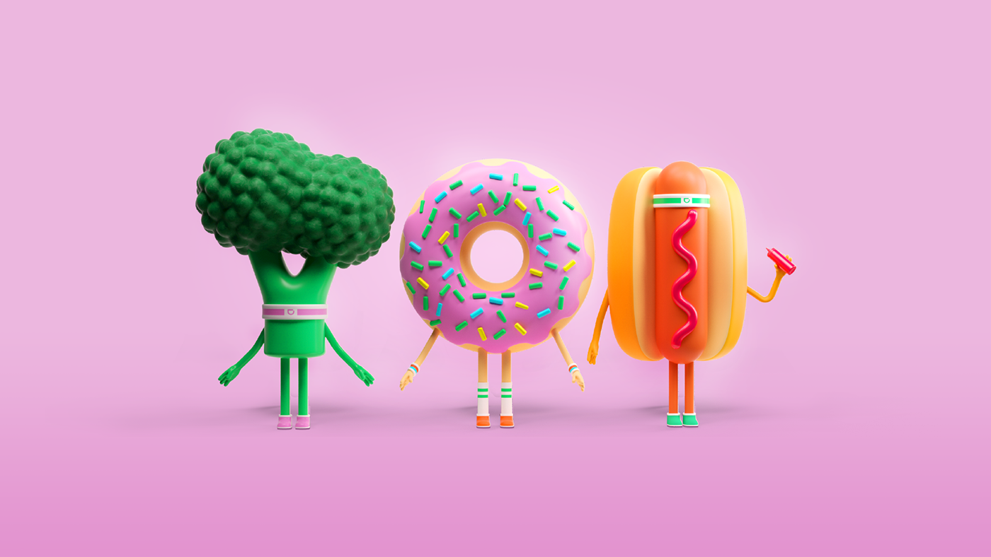 3D Advertising  app campaign Character design didi Food  Render running